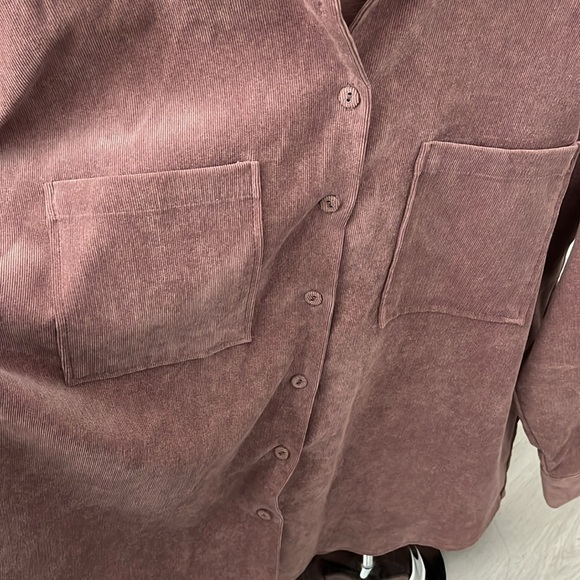 Zara Mauve Corduroy Button Down - Picture 2 of 4